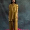 Henna Handwoven Chanderi Mul And Cotton Layered Angela Dress -Ethereal Styles sk21541