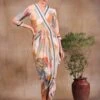 Multicolor Watercolour Printed Overlap Dress -Ethereal Styles sp3340 1