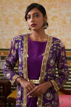 Mehr Printed Drape Dress With Jacket -Ethereal Styles sp41154