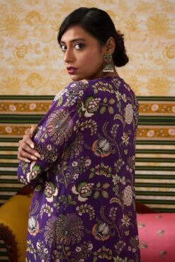 Mehr Printed Drape Dress With Jacket -Ethereal Styles sp41155