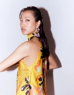 Yellow Dahlia Halter Dress -Ethereal Styles srt0253