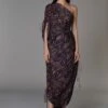 Purple Semi Circle One Shoulder Saree Dress 1 Purple Semi Circle One Shoulder Saree Dress -Ethereal Styles ss220431