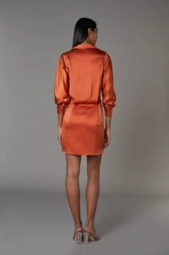 Solid Non Print Rust Shirt Dress -Ethereal Styles ss22076b