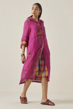 Pink Gulzaar Shirt Dress -Ethereal Styles ss2304a3