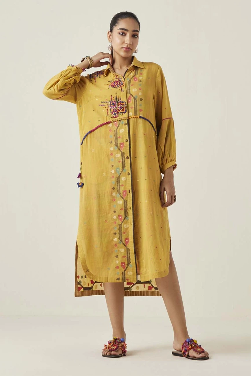 Yellow Gulzaar Shirt Dress 3 Yellow Gulzaar Shirt Dress