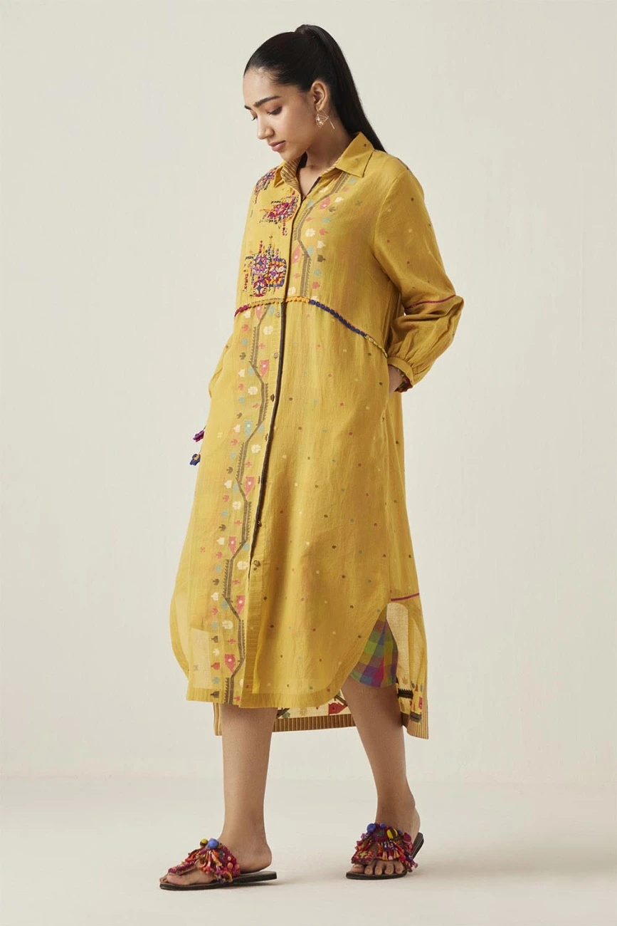 Yellow Gulzaar Shirt Dress 5 Yellow Gulzaar Shirt Dress - Image 3