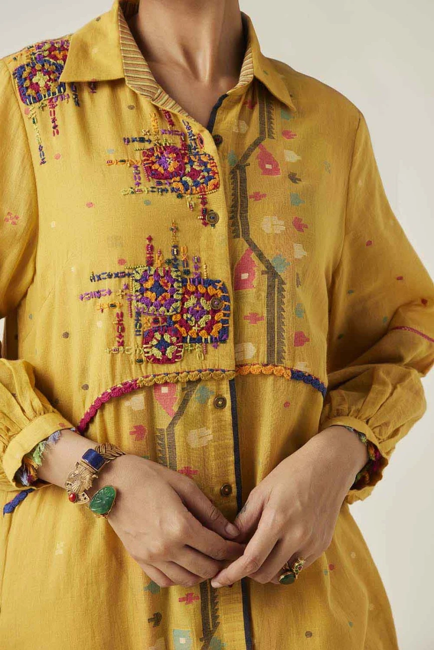 Yellow Gulzaar Shirt Dress 6 Yellow Gulzaar Shirt Dress - Image 4