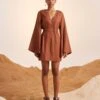 Rust Bell Sleeves Dress -Ethereal Styles ss23bsdrst1