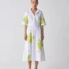 White And Lime Collared Side Elastic Waist Dress -Ethereal Styles ss23d051