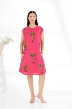 Fuschia Banana Tree Shift Dress