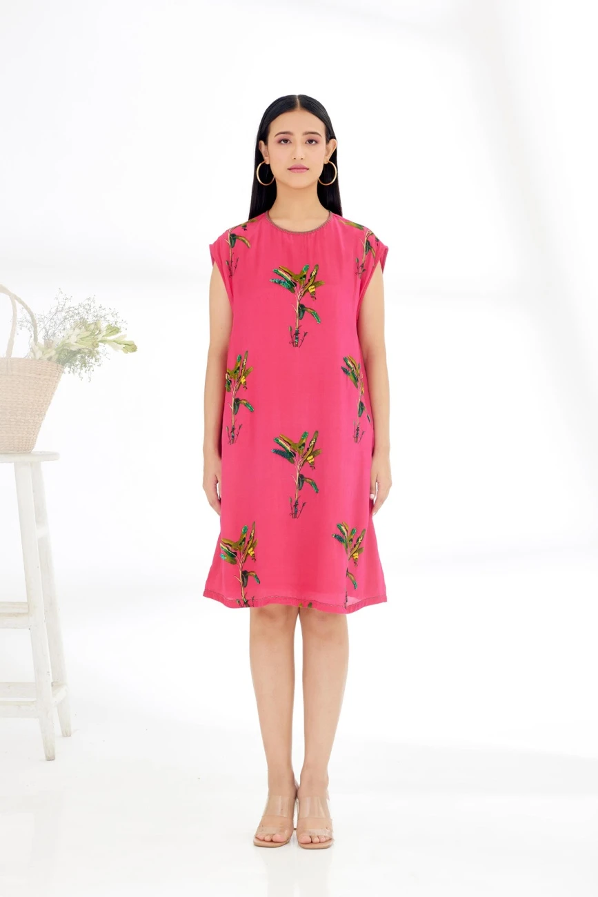 Fuschia Banana Tree Shift Dress 4 Fuschia Banana Tree Shift Dress - Image 2