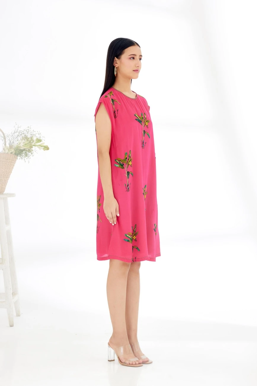 Fuschia Banana Tree Shift Dress 5 Fuschia Banana Tree Shift Dress - Image 3
