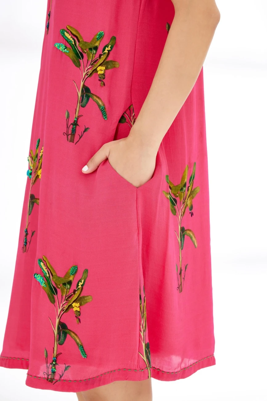 Fuschia Banana Tree Shift Dress 7 Fuschia Banana Tree Shift Dress - Image 5