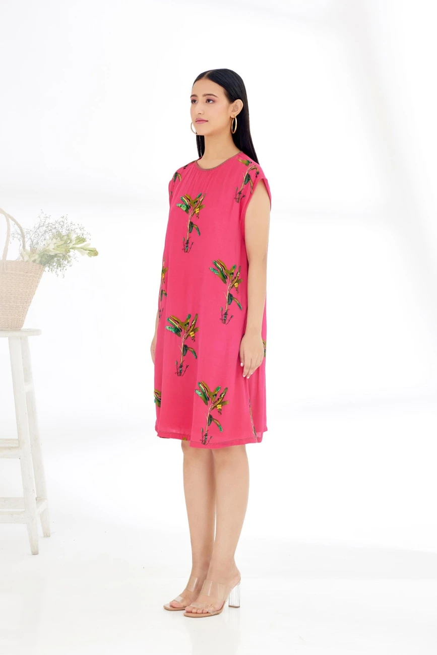 Fuschia Banana Tree Shift Dress 8 Fuschia Banana Tree Shift Dress - Image 6