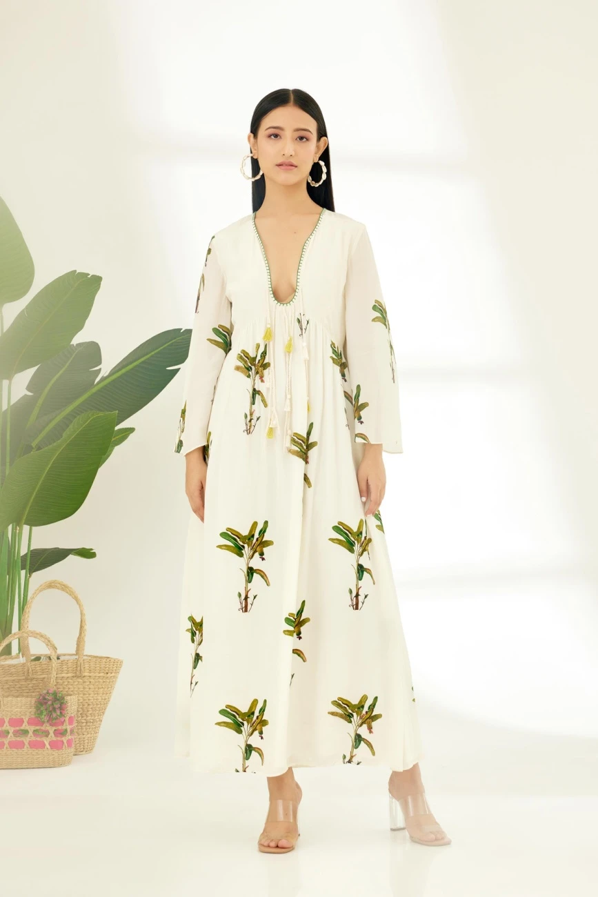 Off-White Banana Tree Print Dress 3 Off-White Banana Tree Print Dress