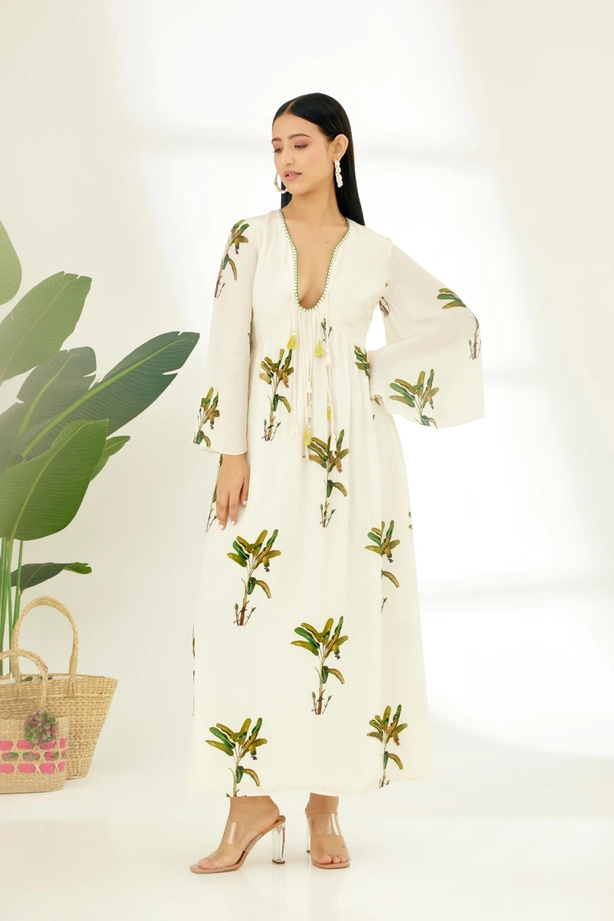 Off-White Banana Tree Print Dress 5 Off-White Banana Tree Print Dress - Image 3