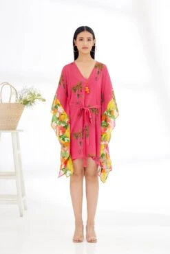 Fuschia Banana Tree Kaftan Dress