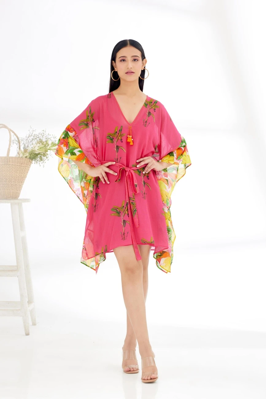 Fuschia Banana Tree Kaftan Dress 4 Fuschia Banana Tree Kaftan Dress - Image 2