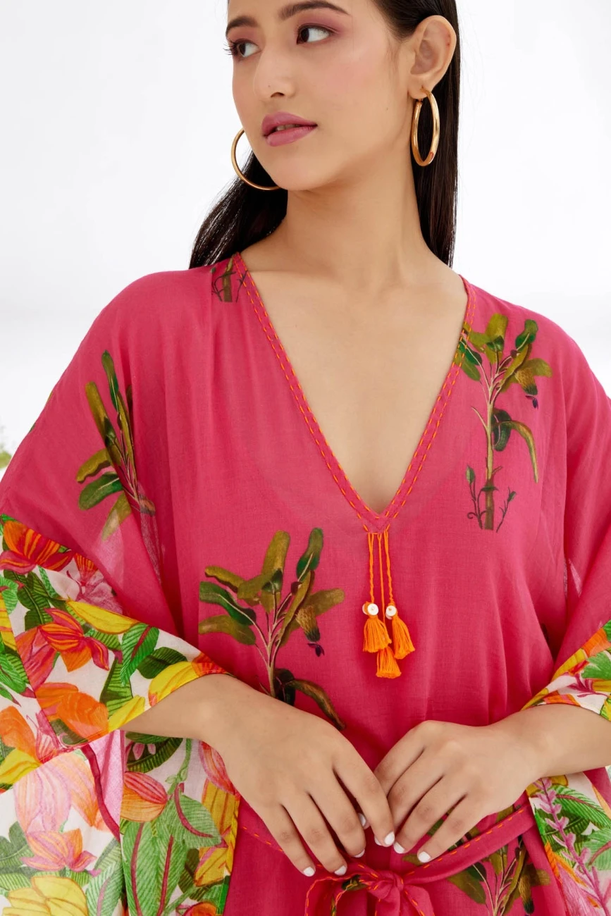 Fuschia Banana Tree Kaftan Dress 7 Fuschia Banana Tree Kaftan Dress - Image 5