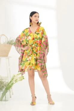 Yellow Banana Fruit Kaftan Dress