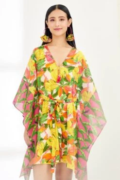 Yellow Banana Fruit Kaftan Dress -Ethereal Styles ss23nk76a4