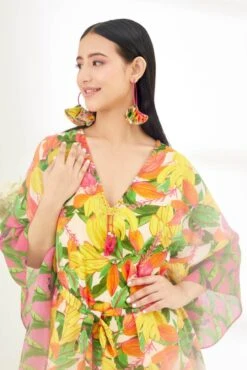 Yellow Banana Fruit Kaftan Dress -Ethereal Styles ss23nk76a5