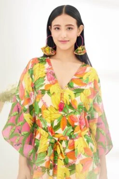Yellow Banana Fruit Kaftan Dress -Ethereal Styles ss23nk76a6