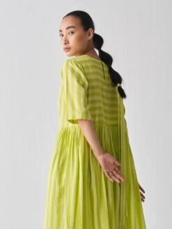 Lime Stripe Side Gather Dress Co-Ord -Ethereal Styles ss23set194