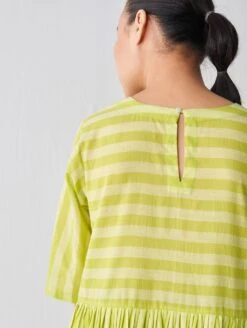 Lime Stripe Side Gather Dress Co-Ord -Ethereal Styles ss23set196