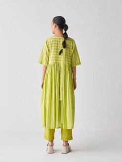 Lime Stripe Side Gather Dress Co-Ord -Ethereal Styles ss23set19b