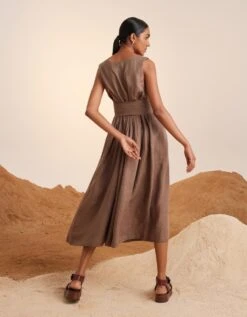Ash Sleeveless Linen Dress -Ethereal Styles ss23sldashb