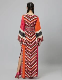 Color Block Graphic Print Column Dress With Flared Sleeves With Black Geomteric Obi Belt 15 Color Block Graphic Print Column Dress With Flared Sleeves With Black Geomteric Obi Belt -Ethereal Styles svass23k34eb 1