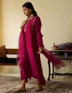 Wine Kaftan Style Long Dress With Embroidery 10 Wine Kaftan Style Long Dress With Embroidery -Ethereal Styles tkswine02set3