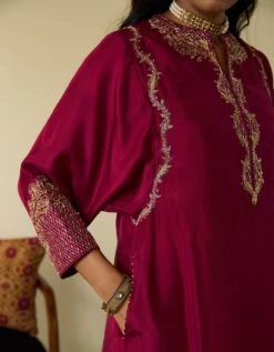 Wine Kaftan Style Long Dress With Embroidery 12 Wine Kaftan Style Long Dress With Embroidery -Ethereal Styles tkswine02set5