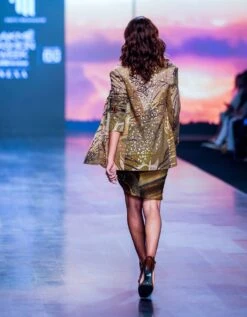 Green Stripe Overlap Dress With African Baroque Hand Embroidery -Ethereal Styles trtrs23007b