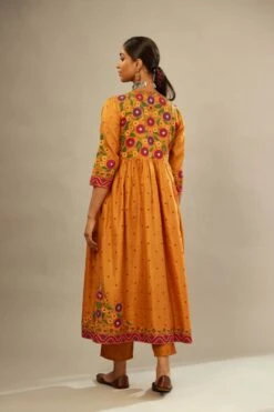 Mustard Silk Kurta-Dress Set With A Wavy High-Waist And Fine Gathers 15 Mustard Silk Kurta-Dress Set With A Wavy High-Waist And Fine Gathers -Ethereal Styles ts10b