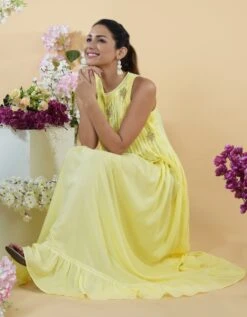 Charming Yellow Kani Art Maxi Dress -Ethereal Styles tt238drlc043
