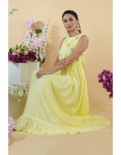Charming Yellow Kani Art Maxi Dress -Ethereal Styles tt238drlc044