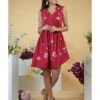 Spice Cherry Parsi Gara Asymmetric Dress -Ethereal Styles tt240drlc041