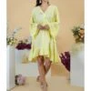 Charming Yellow Parsi Gara Wrap Around Dress -Ethereal Styles tt242drlc041