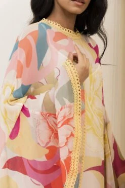 Multi Color Floral Printed Ruffle Cape Dress 10 Multi Color Floral Printed Ruffle Cape Dress -Ethereal Styles vbpretss22floralnjd34