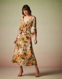 Multiprinted Long Dress With Ruching -Ethereal Styles ve ss23 352