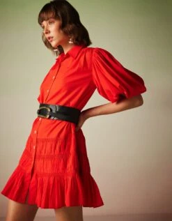 Red Shirt Dress -Ethereal Styles ve ss23 502