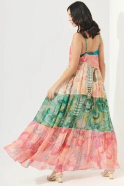 Multiprinted Dot Paisely Tiered Dress -Ethereal Styles vess2220b