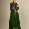 Green Silk Chanderi Dress Set With Dori Embroidery 1 Green Silk Chanderi Dress Set With Dori Embroidery -Ethereal Styles vh171