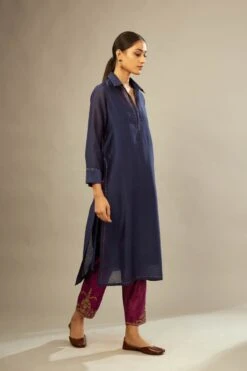 Green Silk Chanderi Dress Set With Dori Embroidery -Ethereal Styles vh174