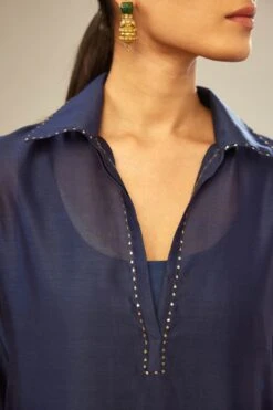 Green Silk Chanderi Dress Set With Dori Embroidery -Ethereal Styles vh175