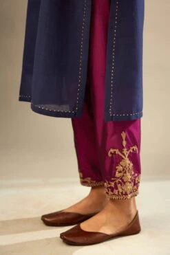 Green Silk Chanderi Dress Set With Dori Embroidery -Ethereal Styles vh176