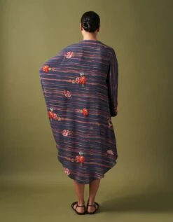 French Blue Tissue Applique Flora Check Printed Kaftan Dress 9 French Blue Tissue Applique Flora Check Printed Kaftan Dress -Ethereal Styles vqtu127fbb