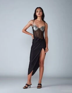 Black And White Pure Satin Dress